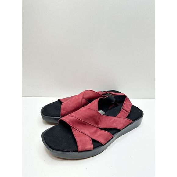 Munro Sandals Size 8 Red Slingback Open Toe Micah Comfort Shoes - Picture 3 of 10